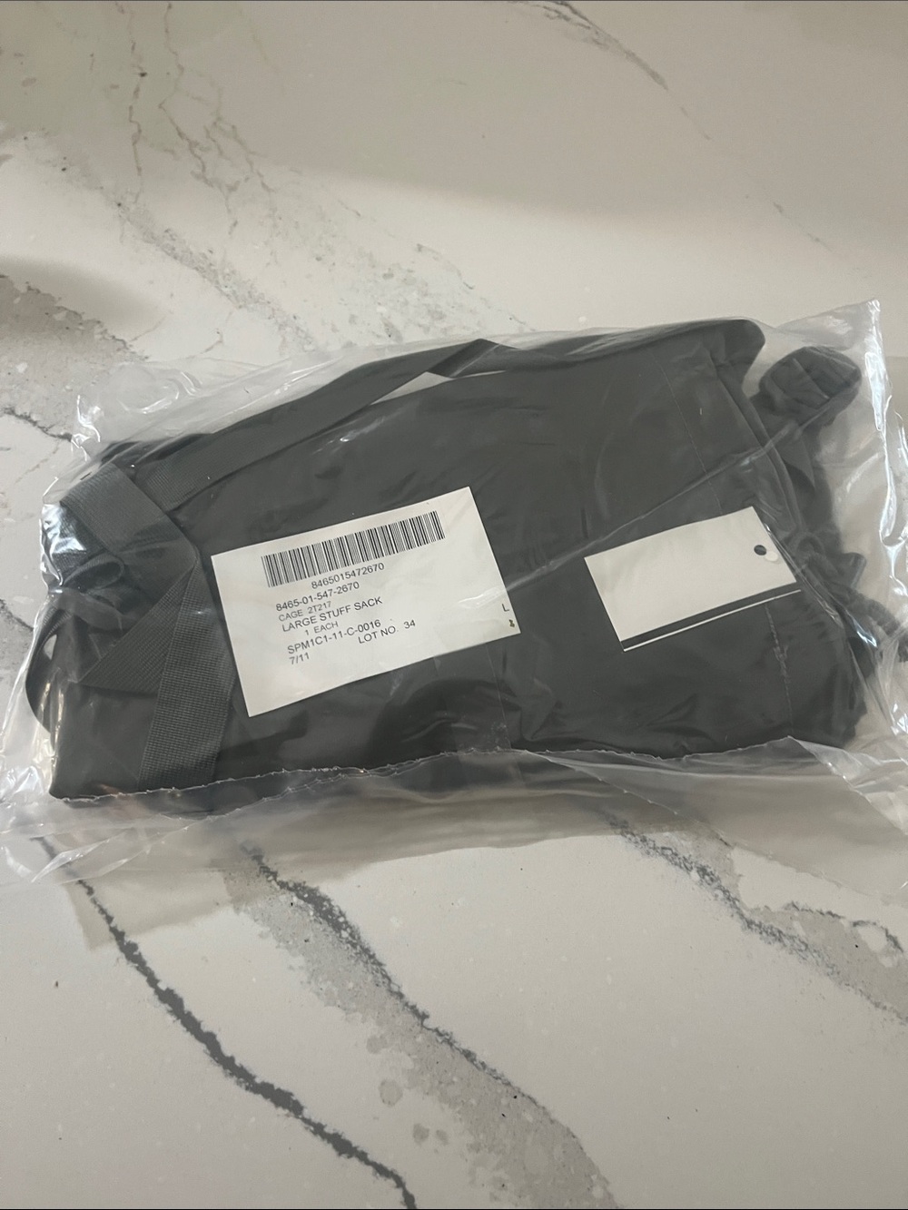 Black Large Stuff Sack - Packable Travel Pouch